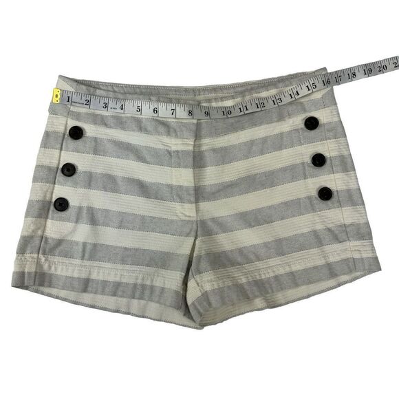 Loft Shorts Size 4 White Striped With Black Buttons On Side - Picture 6 of 9